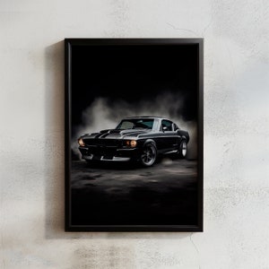Car poster 1967 Ford Mustang Shelby GT500 Eleanor Luxury Digital print Artwork Muscle car Poster Printable Wall Art Gift for car lover