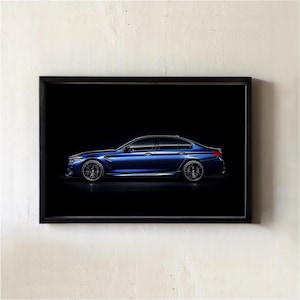 Car poster BMW M5 F90 Blue Luxury Digital print Artwork Fast car Poster Printable Wall Art Gift for car lover Wall hanging Decor