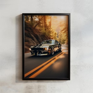 Car poster 1967 Ford Mustang Shelby GT500 Eleanor Luxury Digital print Artwork Muscle car Poster Printable Wall Art Gift for car lover