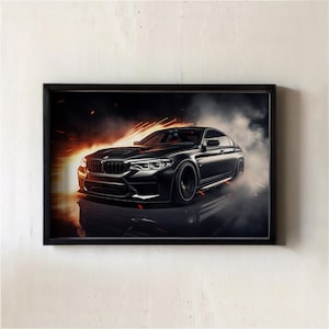 Póster de coche BMW M5 F90, impresión digital de lujo, obra de arte, póster de coche rápido, arte de pared imprimible, regalo para amantes de los coches, decoración para colgar en la pared