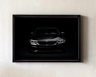 BMW M5 F90 Poster, schwarze Sportlimousine Druck, digitaler Download, Luxusauto-Wandkunst, druckbares Dekor für Autoliebhaber