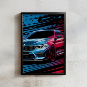 Car poster BMW M5 F90 Luxury Digital print Artwork Fast car Poster Printable Wall Art Gift for car lover Wall hanging Decor