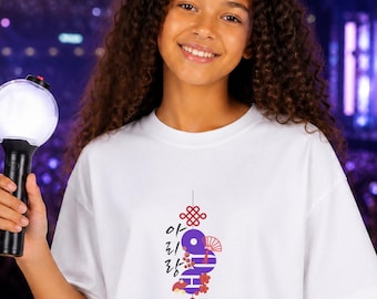 Arirang Norigae Purple Graphic Kids Tee | Kpop Army Youth Concert Shirt