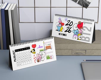 2026 BT21 Desktop Calendar, bts merch, perfect for K-Pop fans, gift for BTS Army, gift for her, bulk gift