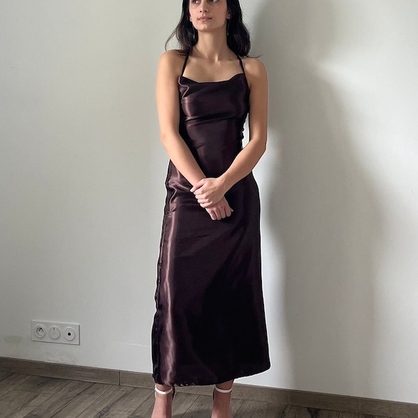 robe en satin pour demoiselle d'honneur et soirée