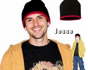 Breaking Bad Inspired Beanie: Black Knit Cap with Red Trim