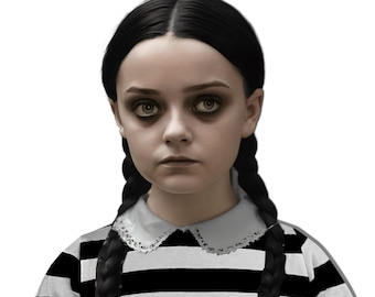 Girls' Black and White Striped Costume Shirt: Soft Cotton Cosplay