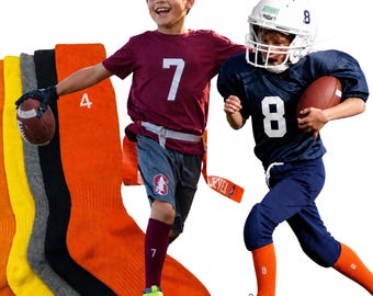 Flag Football / Kids American Football Custom Number or Solid Youth Sports Socks