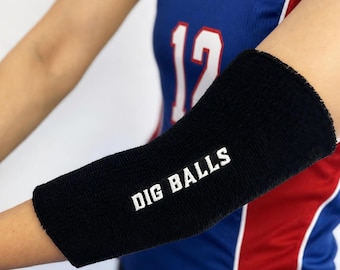 Volleyball Arm Sleeves, Thick Cotton Terry Cloth Sleeve, Libero Forearm Protector, Dig Balls Embroidered Gift for Volleyball Player