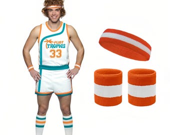 Retro Basketball Costume Set | Semi-Pro Inspired 70s Headband Wristbands & Socks | Flint Tropics Style Outfit