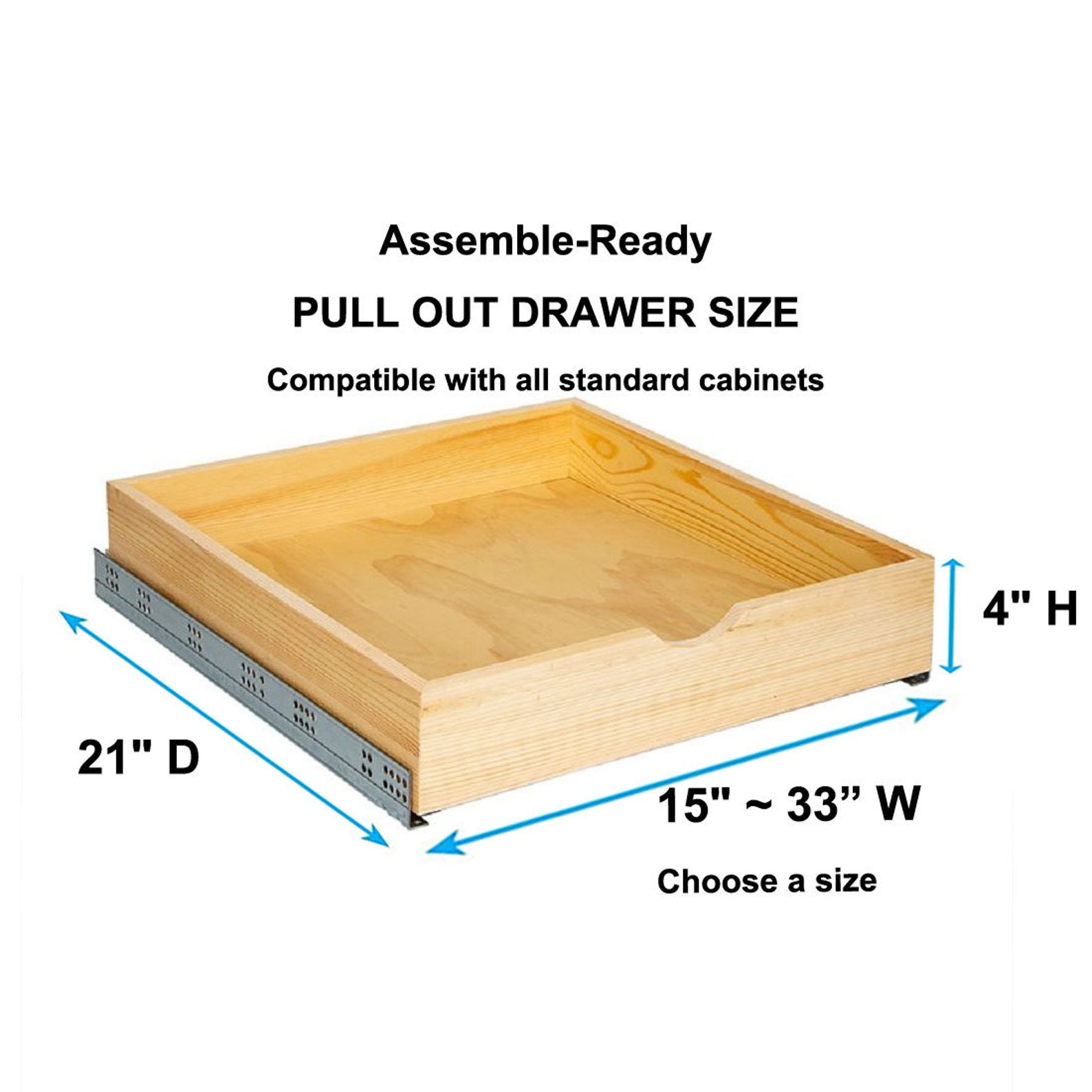 Assembleready Shelf Pullout Wood Drawer Organizer Etsy