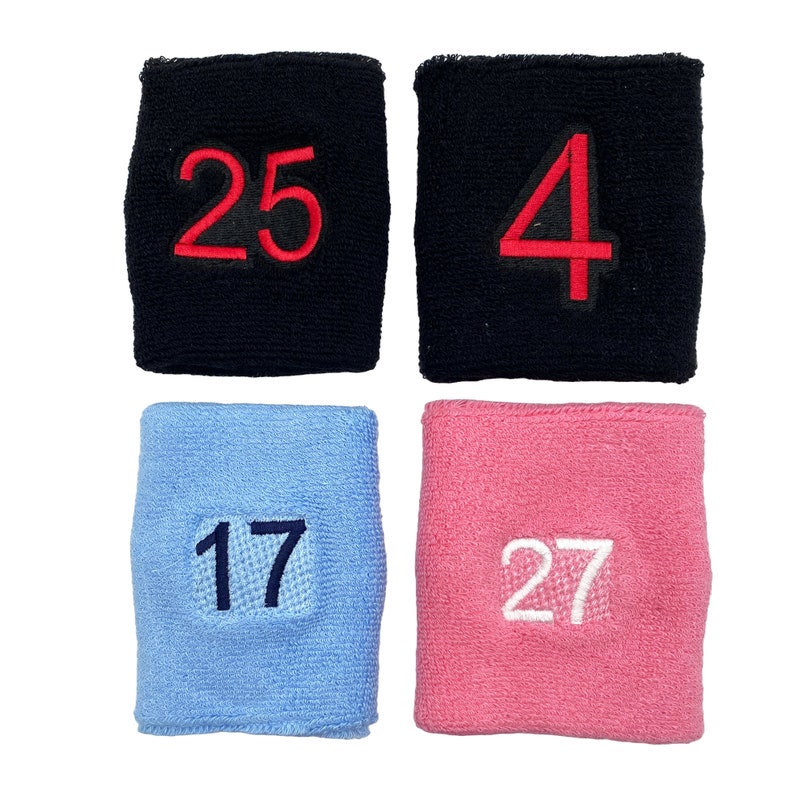 Custom Number (make Your Own Number) on Cotton Terry Sweat Wristband: 4 ...