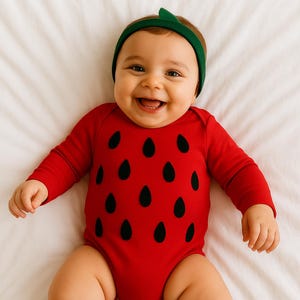 Red Baby Bodysuit: DIY Strawberry Costume, Soft Cotton