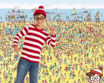 Kids Red White Striped Shirt | Waldo Wally Halloween Costume | Unisex Toddler & Youth Outfit