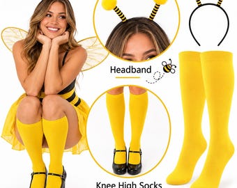 Female Bee Costume Idea with Yellow Non-Athletic Knee Socks