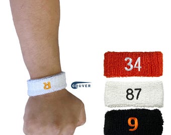 Custom Text Cotton Wrist Sweatband: Personalized Sports Number