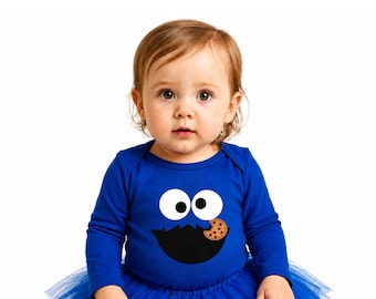 Blue Monster Face Kids Shirt or Baby Bodysuit, Funny Graphic Top, Halloween Costume Shirt, Toddler Birthday Outfit, Theme Party