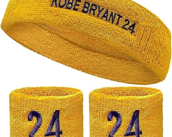 Basketball Player Name and Number Embroidered Sweatband Set: Custom Number Headband & Wristbands