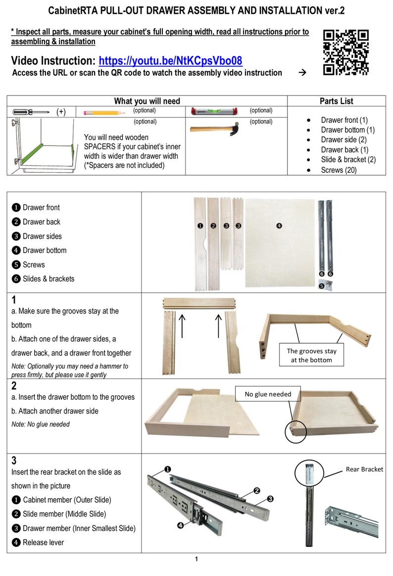 DIY Slide Out Shelf Pullout Wood Drawer Etsy