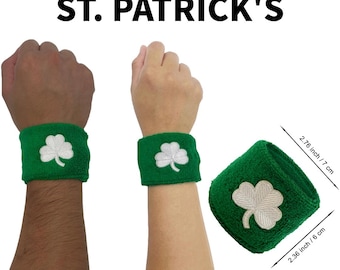 Embroidered Shamrock Wristband: Irish Pride, St. Patrick's Day (1 Pair)