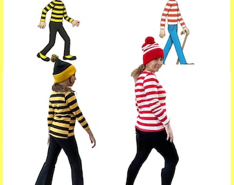 Kids Black Yellow Striped Costume Set: Cotton T-shirt & Knit Beanie