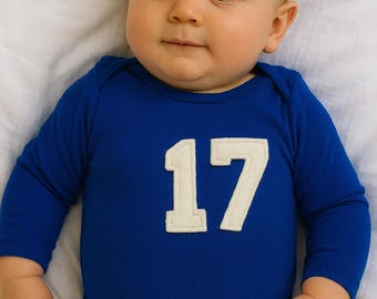 DIY Baby Baseball/Super Hero Costume: Soft Cotton Blue Bodysuit - Cosplay Idea