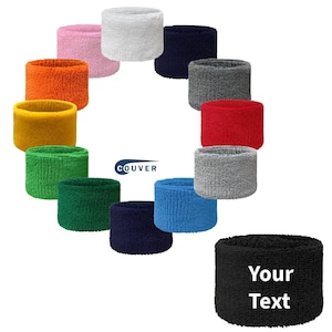 Custom Texts/Number Sports 2.5&quot; Wristbands (Custom Wrist Sweatband) - Add Your Customization by COUVER