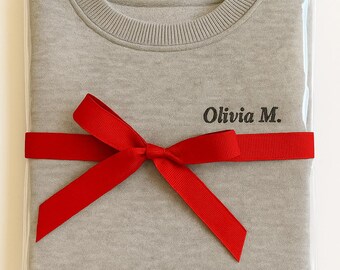 Personalized Christmas SWEATSHIRT Gift - Ladies Fleece Crew neck with Custom Texts Embroidery