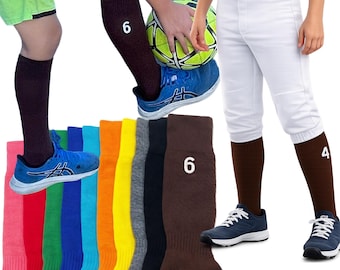 Personalized Number Youth Sports Socks | Athletic Knee Socks for Baseball, Softball, Soccer, Team Uniform2