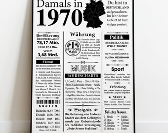 Kunstdruck 1970 | 54. Geburtstag | Jahreszahl Retro Zeitungsartikel | Plakat Geschenk zum Geburtstag, Jubiläum | Party Dekoration