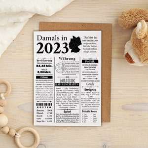 Année de naissance 2023, vintage, carte anniversaire pour enfant bébé, cadeau bébé, carte anniversaire