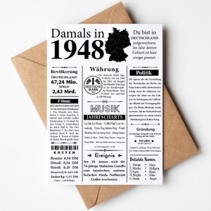 Carte postale année 1948 | 77e anniversaire | Article de journal rétro | Carte d'invitation d'anniversaire, cadeau, anniversaire | Décoration de fête