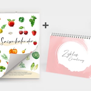 Set of 2 timeless calendars, fruits and vegetables, bundle cycle calendar and seasonal calendar