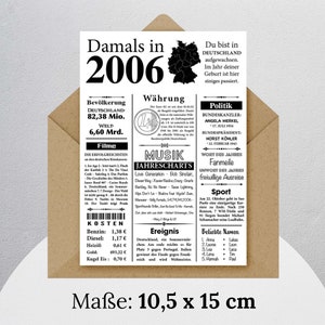 Postkarte 2006 18. Geburtstag Jahreszahl Retro Zeitungsartikel Geburtstagskarte Einladung, Geschenk, Jubiläum Party Dekoration Bild 2