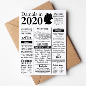 Anno di nascita 2020, compleanno, biglietto, biglietto d'auguri