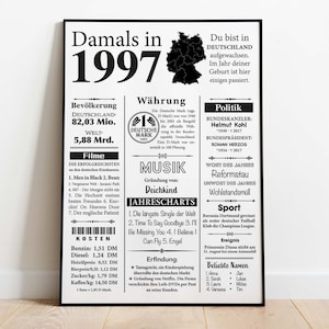 Impressão artística ano 1997 | 28º aniversário | Artigo de jornal retrô | Presente de pôster para aniversário, aniversário | Decoração de festa
