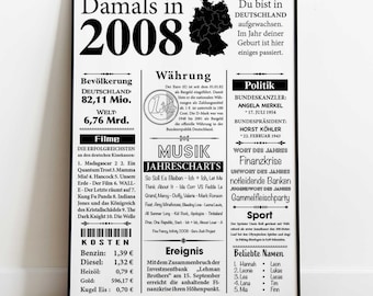 Poster from the year 2008 – Back then in 2008 | Retro gift for an 18th birthday