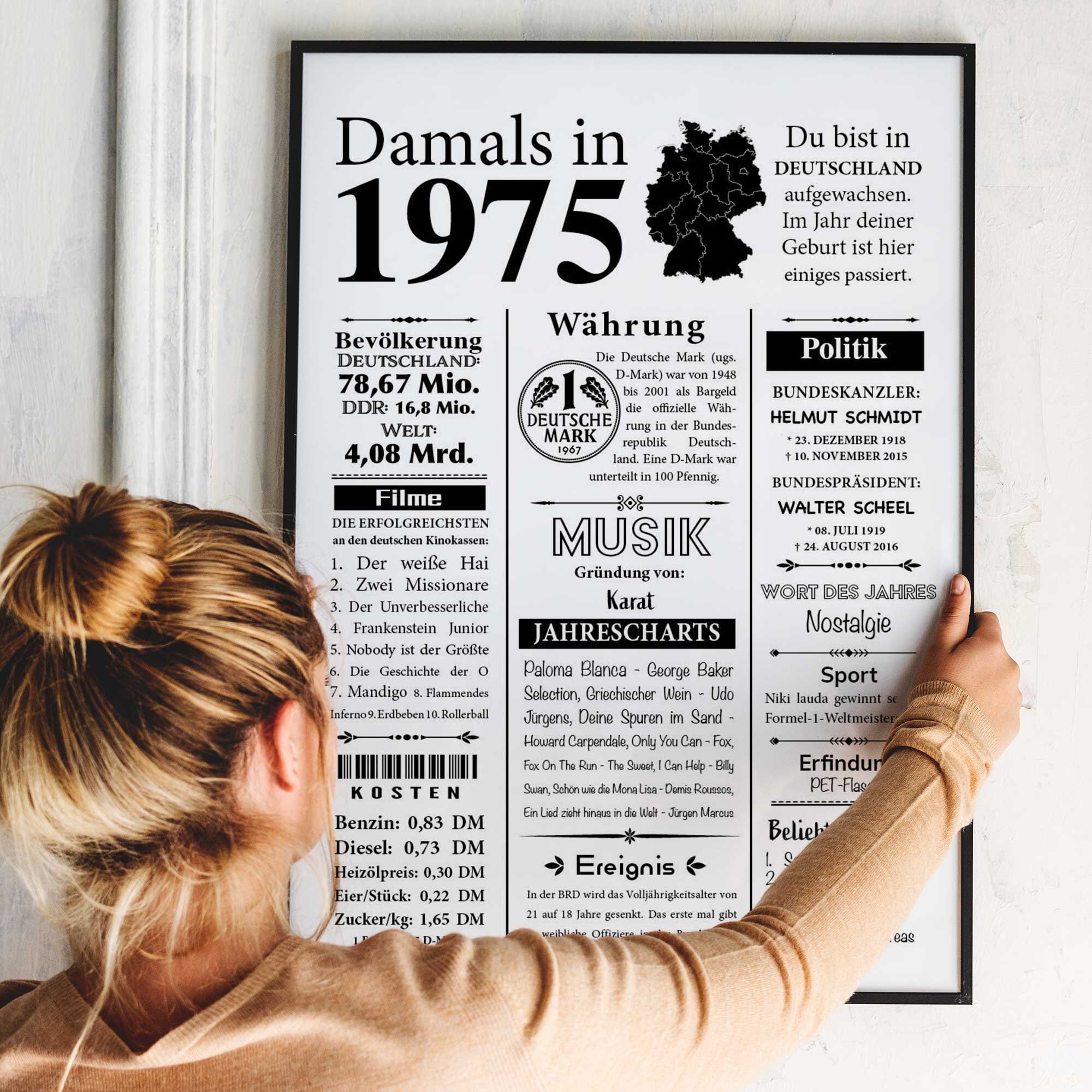 50. Geburtstag Deko: Retro-Blechschild "1975" Für Männer & Frauen – Vintage-Wanddeko 20,3x30,5 Cm