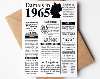Postal de 1965 – En aquel entonces | Regalo de cumpleaños retro