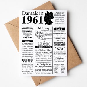 Postkarte 1961 Jahreszahl | 64. Geburtstag | Retro Zeitungsartikel | Geburtstagskarte Einladung, Geschenk, Jubiläum | Party Dekoration