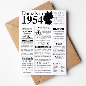 Postkarte 1954 Jahreszahl | 71. Geburtstag | Retro Zeitungsartikel | Geburtstagskarte Einladung, Geschenk, Jubiläum | Party Dekoration