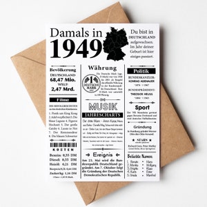 Carte postale année 1949 | 76e anniversaire | Article de journal rétro | Carte d'invitation d'anniversaire, cadeau, anniversaire | Décoration de fête