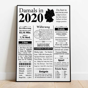 2020 | Jahreszahl Geburtsjahr als Retro Zeitungsartikel Bild | Plakat als Geschenk zum Geburtstag, Hochzeitstag, Jubiläum | Jahrgang