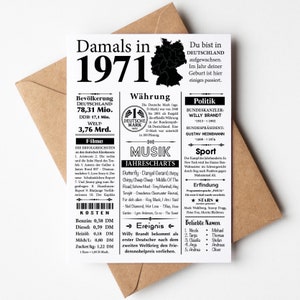 Postkarte 1971 Jahreszahl | 54. Geburtstag | Retro Zeitungsartikel | Geburtstagskarte Einladung, Geschenk, Jubiläum | Party Dekoration