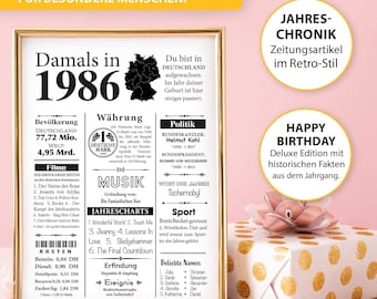Poster from the year 1986 | Retro Poster Gift for a 40th Birthday