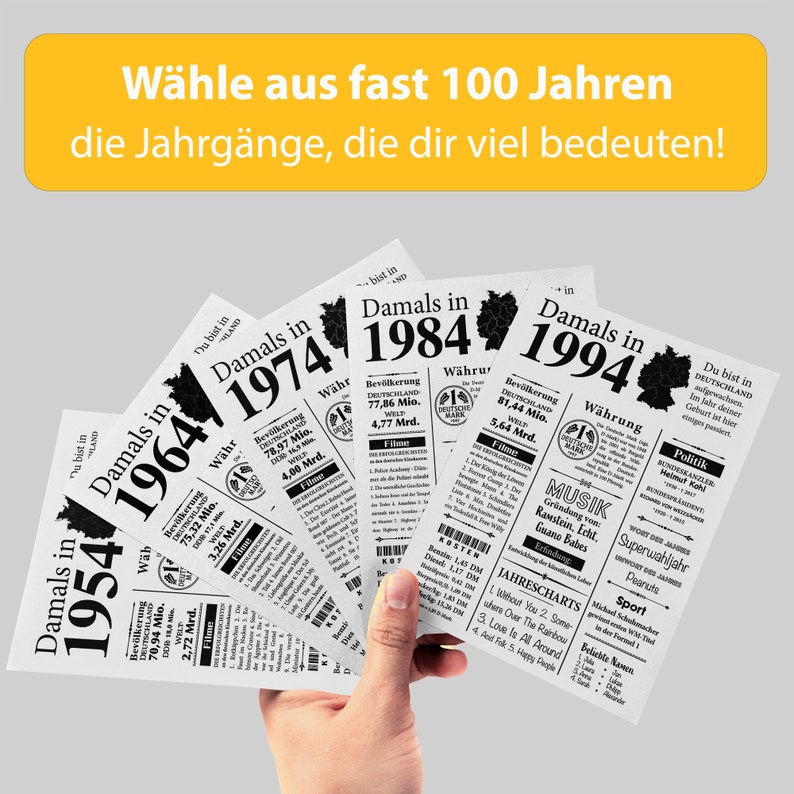 Postkarte 1949 75. Geburtstag Jahreszahl Retro Zeitungsartikel Geburtstagskarte Einladung, Geschenk, Jubiläum Party Dekoration Bild 5