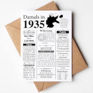 Postkarte 1935 Jahreszahl | 90. Geburtstag | Retro Zeitungsartikel | Geburtstagskarte Einladung, Geschenk, Jubiläum | Party Dekoration