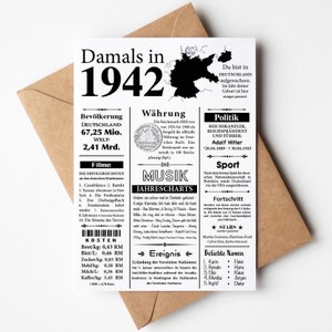Carte postale année 1942 | 83e anniversaire | Article de journal rétro | Carte d'invitation d'anniversaire, cadeau, anniversaire | Décoration de fête