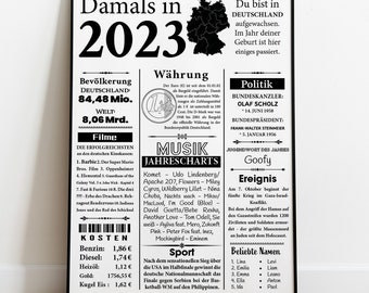 2023 | Jahreszahl Geburtsjahr als Retro Zeitungsartikel Bild | Plakat als Geschenk zum Geburtstag, Hochzeitstag, Jubiläum | Jahrgang