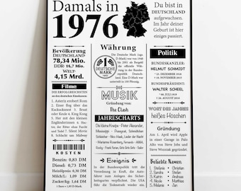 Plakat Jahrgang 1976 | Retro Poster Geschenk zum 50. Geburtstag